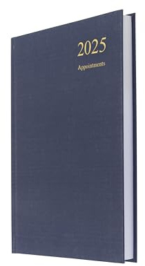 Collins Essential E-ESSA51A.59-25 umweltfreundlicher Terminplaner für 2025, A5, Tagesansicht, Business-Planer mit Ledernarbung, Hardcover-Einband und Recyclingpapier, Marineblau