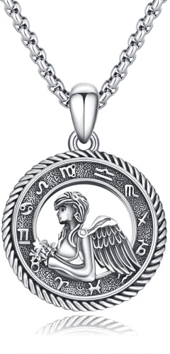 PARYFO Collier constellation 12 signes du zodiaque Pendentif Collier horoscope Chaîne oxydée Pendentif Constellations Astrologie Collier Anniversaire Cadeaux pour Femmes Hommes Unisexe, 22MM, Argent