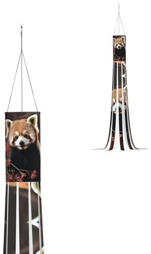 Windsack mit Lichtern Outdoor Hängend Halloween Windsack Rote Pandas Windsocken Flagge Langlebige Dekorationen Hängende Windsäcke für Haus Hof Terrasse Rasen Garten Baum Party Dekoration