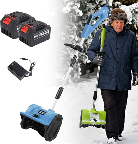 YLANMEI Pala quitanieves a batería, quitanieves eléctrico de Mano, quitanieves inalámbrico con Mango Ajustable, quitanieves Recargable con Alcance de 8 m para Patio, Parque Infantil, Granja,Blue