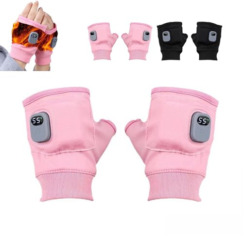 nnOuOnn Guantes sin dedos calentados con batería recargables para hombres y mujeres, guantes eléctricos portátiles con calefacción USB, 3 niveles de temperatura, guantes de invierno, regalo para