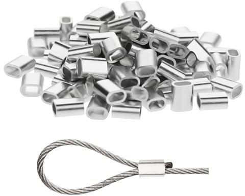 cobee Drahtseilklemme 3mm, 120 Stück Aluminium Pressklemmen Alu Drahtseilklemme Ovale Presshülsen Seilklemme Seile Pressklemmen Metall Drahtklemme Für Stahlseil Drahtseil Kabel (3mm)