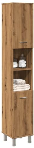 Myheimly Badschrank mit viel Stauraum, Schrank für Badezimmer, Badezimmermöbel Badmöbel Hochschrank Bad Artisan-Eiche 30x30x179 cm Holzwerkstoff