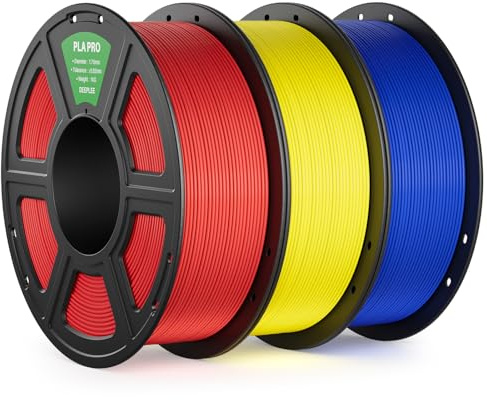 DEEPLEE Filamento PLA PRO 1.75 mm, 3 kg: Rosso + Giallo + Blu (3×1 kg), Maggiore Tenacia, Precisione ±0.02 mm, Facile da Stampare per Stampanti 3D FDM