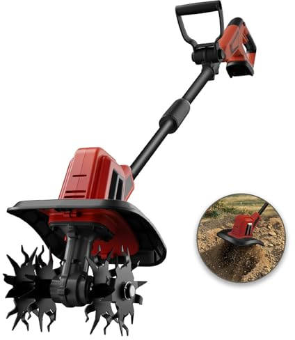 MaxMore Cordless Tiller Cultivator Compatible with Milwaukee 18V Battery (Tool Only), Electric Garden Rototiller with 48 Steel Tines, 270RPM, 8.7 Tilling Width, 6.3 Depth for Gardening, Soil Turning