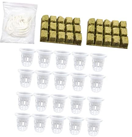 VINTORKY Kit Idroponico Completo con Blocchi in Lana e Coppe Rete Resistenti per Coltivazione Soilless per Piantine Orto e Giardinaggio Domestico con Substrato in Lana Supporta Irrigazione