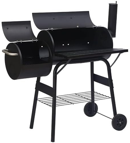 Barbecue à charbon de bois en forme de tonneau avec fumoir décalé, barbecue à charbon portable, barbecue à charbon robuste pour grands événements en plein air