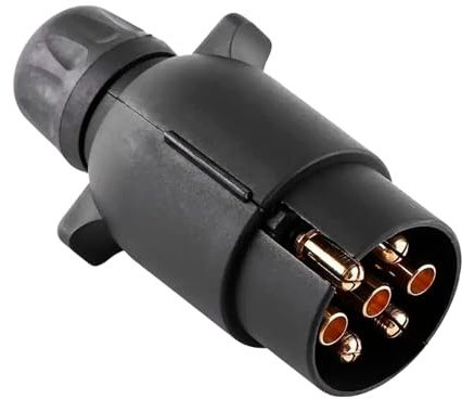 CABLEPELADO Prise de remorque à 7 broches 12 V noire | Connexion sûre et durable pour votre véhicule et remorque