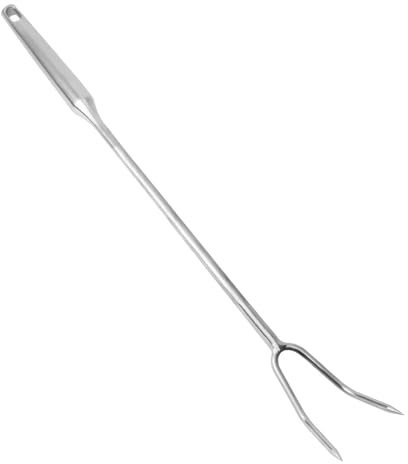 SZLIFE Forchettone per Carne, Acciaio Inossidabile, Impugnatura Comoda, Multiuso, Facile da Pulire, Professionale, a Due Punte, per Barbecue e grigliate, Maniglia in Acciaio 50cm