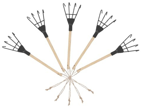 BESPORTBLE 5pièces Râteau De Jardin Portatif Mini Fer avec Poignée Ergonomique Outil De Jardinage pour Aération du Sol Et Désherbage Petits Jardins