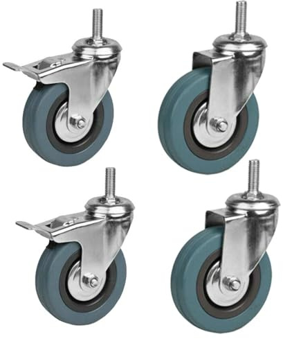 Bohaner 4 Stück Transportrollen Schwerlastrollen 75mm Lenkrolle drehbar Industrierollen (2 mit Bremsen und 2 ohne) Möbelrollen Strandkorbrollen Räder für Palettenmöbel