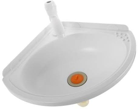 KONTONTY Lavabo de Pared Plástico Blanco con Grifo Diseño Compacto para Esquina Fácil Limpieza para Baño y Balcón Pequeños