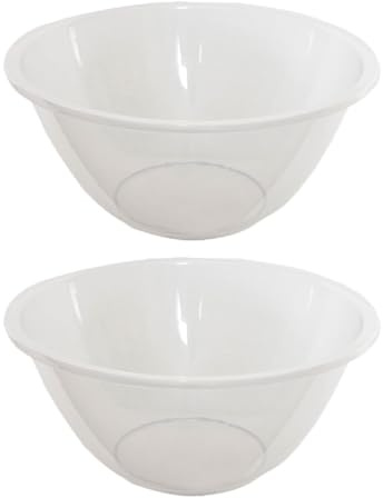 Pack of 2 Mixing Bowl 20cm - 2.5L Plastic Salad Fruit Bowl Easy to Clean and Hardwearing Ideal for Baking and Cooking