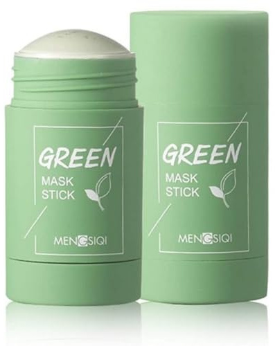 Bâton purifiant à l'argile verte, couverture faciale hydratante nettoyant en profondeur pour l'élimination des points noirs avec extrait de thé vert