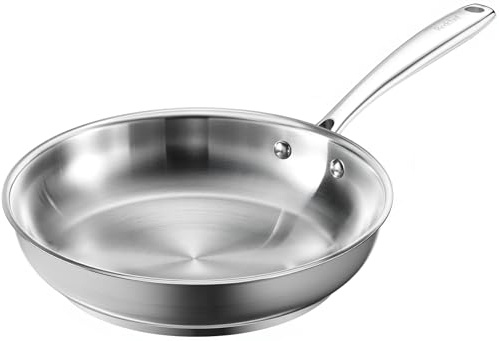 Redchef Bratpfanne 24 cm Induktion edelstahlpfanne unbeschichtet Schüttrand Bratpfanne für alle Herdarten Spülmaschinenfest & backofenfest