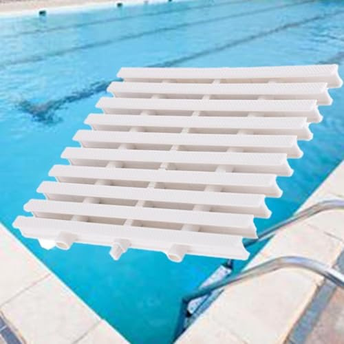 Swimming Pool Drainage Overflow Grate - 2pcs Shower Drain Grate Cover Spliced Outlet Sewer Grate for Walkway & Balcony White 25x100CM - Anti-Clog Design