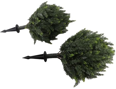 Wakects Topiaria di Cipresso Artificiale, Pianta Realistica di Cespuglio di Cipresso Finto 23,6 Pollici con Picchetto, Decorazione a Manutenzione Zero per Giardini e Cortili