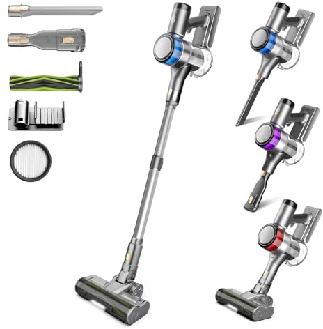 Dzaki S9X Vacuum Cleaners for Home,400W 50KPa Cordless Stick Vacuum Cleaner,Up to 55 Mins Runtime,Smart Induction Auto-Adjustment,Rechargeable Battery Vacuum Cordless for Carpet Floor Pet Hair(Gray)
