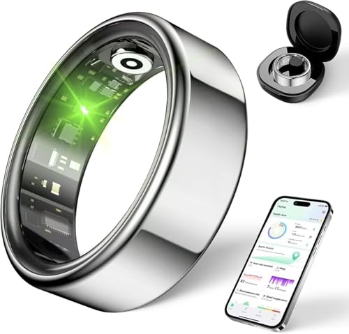 XUZIE Anillo Inteligente Rastreador de Salud para Hombres Mujeres Monitor de Sueño Frecuencia Cardíaca Presión Sanguínea Impermeable Anillo Fitness Android iOS Rastreador de Actividad para Tiempo