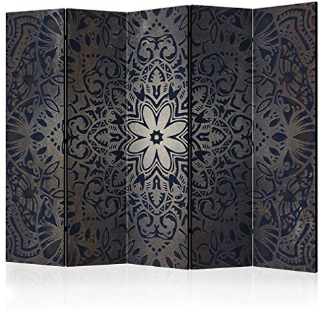 decomonkey Paravent Raumteiler Innen Mandala 225x172 cm 5 Teilig Beidseitig Room Divider Wall Raumteiler Stehend Trennwand Sichtschutz Spanische Wand Sichtschutzwand Wohnzimmer Holz Ornament