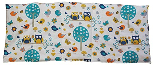 Franzis Nähstube 50x20cm Traubenkernkissen Eule weiss in 100% Baumwolle I Körnerkissen Traubenkern 50x20 für Mikrowelle I Wärmekissen, Traubenkernkissen, Nackenwärmekissen