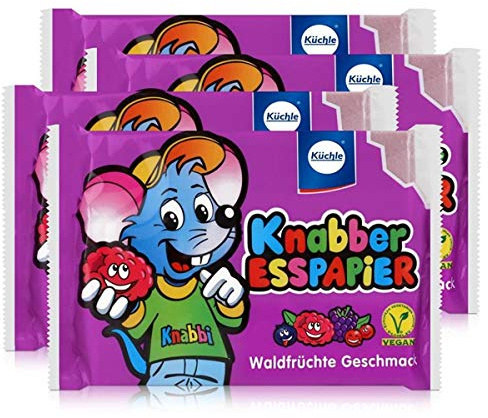 Küchle Knabber Esspapier lila Waldfrüchte Geschmack 25g Essoblaten (4er Pack)