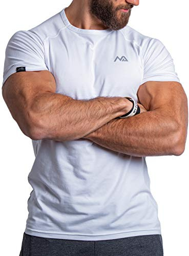 Natural Athlet Slim-Fit Fitness T-shirt för män - Lång Snabbtorkande Gym T-shirt - Bodybuilding, styrketräning och sport