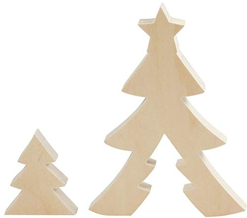 CREATIV DISCOUNT® NEU 2in1 Holzfigur, Weihnachtsbäume