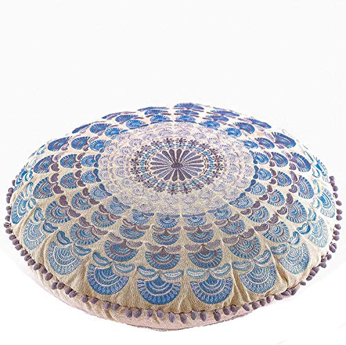 Mandala Life ART Böhmischer runder Kissenbezug - 60 cm - Akzentartikel für Ihr Wohnzimmer, Schlafzimmer, Sitzbereich - Bodenkissenbezug