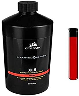 Corsair Hydro X Series, XL5 Refrigerante de rendimiento, 1 l (Color translúcido brillante, Duradero Premezclado Rendimiento, con los Inhibidores Avanzados Anticorrosión y Antibacterias) Rojo