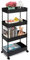 Slim Storage Cart 4-Tier Rolling Utility Storage Cart, Mobile Shelving Unit Rolling Bathroom Carts, Slide Out Storage Shelf Rack for Kitchen Office Bathroom Laundry Room Narrow Places