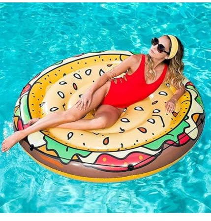 OISE ART STORE Trade Shop - Materassino Isola Gonfiabile Stampa Hamburger PVC Mare Piscina 150 Cm