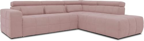 DOMO. collection Ecksofa Brandon, Sofa mit Rückenfunktion in L-Form, Polsterecke, Eckgarnitur Ottomane rechts 275 x 228 x 98 cm (BxTxH), flamingo (rosa) | Ottomane rechts mit Rückenfunktion, stilvolle Polsterecke in L-Form mit Steppung und Gleitern, 275 x 228 x 98 cm (BxTxH)