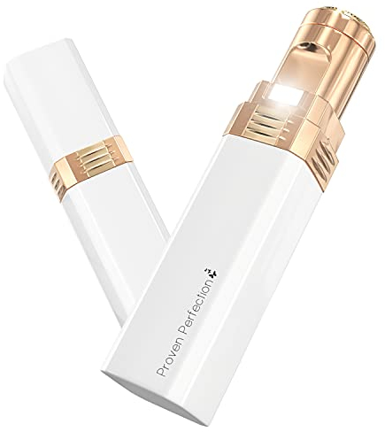 Rechargeable Women’s Facial Hair Remover – Portable Ladies Facial Hair Trimmer for Painless, Flawless & Effective Removal of Peach Fuzz, Chin and Upper Lip Hair - UK Brand (White)