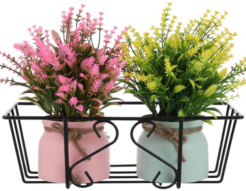 Cabilock ÉTagèRe Suspendue Pour Pots De Fleurs Support En Fer Noir Pour Balcon Jardin IntéRieur Avec Accroche Pot De Fleur Robuste 12.80X8.46X5.51 Pouces
