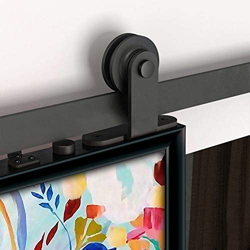 Système de Porte Coulissante, Kit de Rail pour Porte Coulissante, Rail + Roulette, 183 cm (Modèle T)