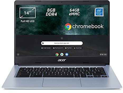 acer Chromebook 314 CB314 – 1H-P2EM Notebook, Prozessor Intel Pentium Silver N5030, RAM 8 GB DDR4, eMMC 64 GB, Display 14 Zoll Full HD LED LCD, Grafikkarte Intel UHD, ChromeOS, Silber