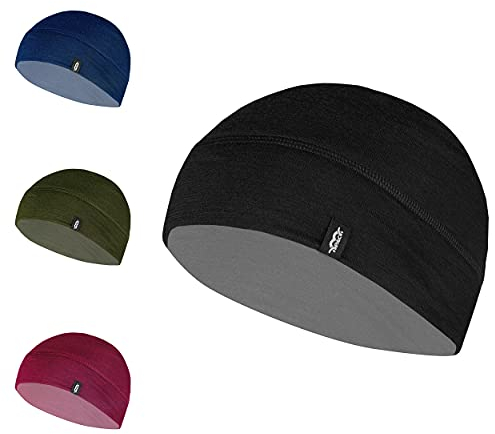 P.A.C. Merino Fleece Beanie, 100% Made in Germany, Wendefunktion, Atmungsaktiv, Thermoregulierend, Unisex (DE/NL/SE/PL, Alphanumerisch, Einheitsgröße, Standard, Total Black)