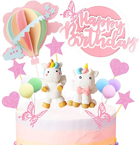 Einhorn-Kuchendekoration, 23-teilig, Einhorn-Dekoration, Einhorn, Dekoration für Geburtstag, Einhorn, für Kinder, Geburtstagsfeier
