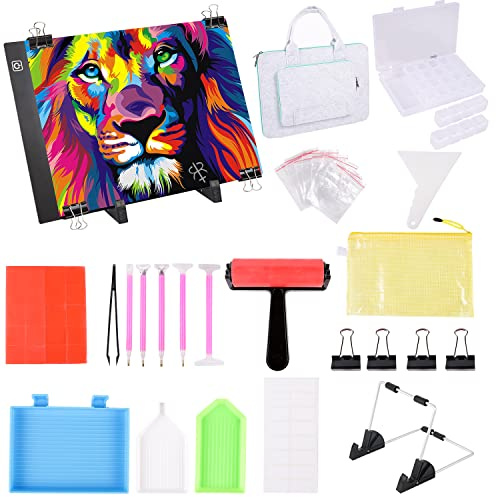multinova 160PCS Adjustable Brightness A4 Light Pad for Diamond Painting Kits - Led Light Box Drawing Light Board, Diamond Art Light Board Accessories