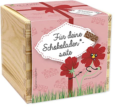 ecobox, Schokoladenblume Für deine Schokoladen*-seite!, Pflanzen Aus Der Holzbox 11x11x10cm, Made in Austria, Nachhaltige Geschenkidee, Grow Your Own/Anzuchtset