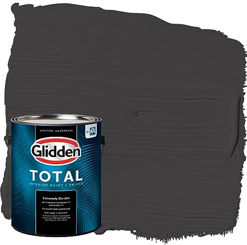 Glidden Total Interior Wall Paint & Primer All-in-One, Black Magic/Black, Flat, 1 Gallon