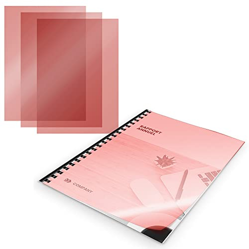 WAYTEX A78241R Transparenter PVC-Einbanddeckel A4 200 my 100 Stück transparent rot