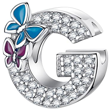 LNQOBU Charme Lettre de L'alphabet Argent Sterling 925 Avec 5A Zircone Femmes Perles Charm Compatible Pour European Bracelet