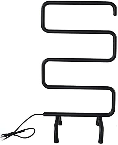 WPHH Portasciugamani Elettrico Autoportante, Radiatore Scaldasalviette Elettrico in Acciaio Inossidabile, Termoarredo Elettrico da Terra con 5 Barre per Bagno, 65W, 800X450x320mm,Nero