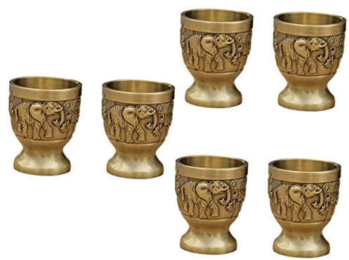 Zerodeko 6 Stück Elefant Wein Zarte Hochzeit Tasse Tassen Mini Kreativzubehör Geprägt Retro Antik Mittelalter Dekoration Mode Party Gefäß Halloween Zuhause Legierung Metall Schnaps