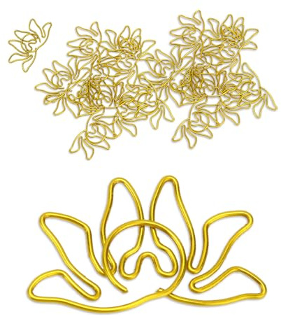 Cyrank Büroklammern Gold, 100 Stück Büroklammer in Blumenform Paper Clips aus Metall Kleine Büroklammern Für Büro Schule Papierordner Organisieren