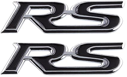 2 calcomanías adhesivas para coche deportivo de carreras con emblema RS para puerta de camión y maletero trasero para accesorios de decoración de automóviles (negro)