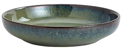 Swuut Transmutation Glaze Serving Pasta Bowl,10 inch Ceramic Wide Salad Bowls,50 Ounce Large Big Fruit Bowl for Kitchen, Microwave Oven Dishwasher Safe (Green)