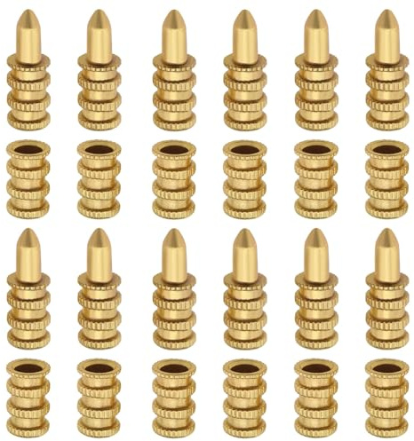 eMagTech Juego de 20 conectores de manga de perno de mesa, punto central de perforación precisa, juego de cobre para mesa de comedor, pasadores de pasador de madera, muebles, gabinete, mesa, silla